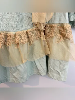 NWT Forever That Girl Blue/Tan Ruffle Lace Peplum Fairy Top Large Anthropologie thumbnail 14