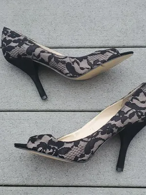 Nine West Black Lace Peep Toe Heels | Nine West Sorbet Heels thumbnail 7
