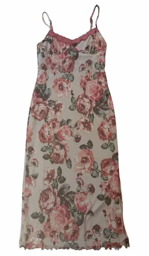 Thirty Thirty Pink Floral Mesh Slip Midi Dress thumbnail 1
