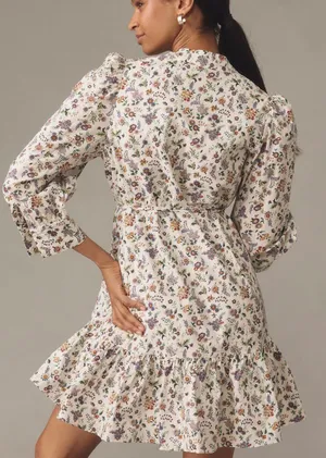 English Factory Floral Pintuck Smocked Mini Dress, Size M thumbnail 3