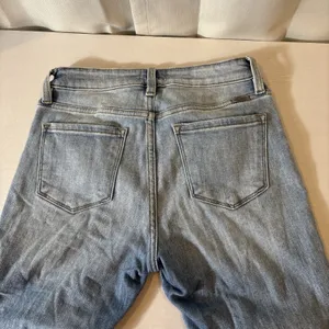 KanCan Junior's 5/26‎ Jeans Blue Denim Mid Rise Medium Wash Straight Fringe Hem thumbnail 8