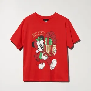 Disney Mickey Mouse Christmas Women's T-shirt Tee Red Xmas Gifts Medium NWT thumbnail 4
