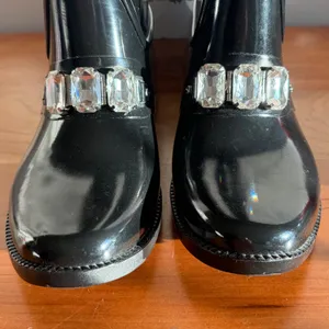 Michael Kors Leslie Black Rubber Crystal Embellished Mid Calf Rain Boots Size 6‎ thumbnail 4