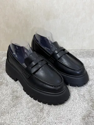 ASOS Design Women’s Wide Fit Maestro Chunky Loafers Shoes Academia in Balck 9W thumbnail 4