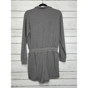 Mono B Half-Zip Long Sleeve Romper Grey Small Tencel Sporty thumbnail 5