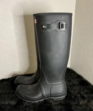 Hunter Womens Black Rubber Rain BOOTS Original Tall 9 thumbnail 3