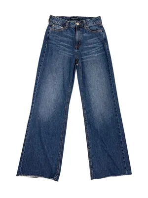 Aeropostale High Rise Wide Leg Distressed Hem Baggy Blue Jeans Size 0 thumbnail 1