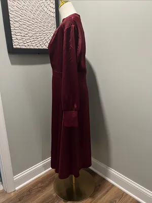 Chicwish Wine Burgundy Long-Sleeve Midi Dress thumbnail 4