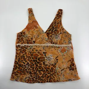California Krush Vintage Y2K Leopard Paisley Lace Babydoll Top thumbnail 2