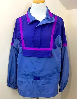 Vintage L.L Bean Pullover Windbreaker Purple Color Block M Purple Size M thumbnail 1