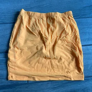 Mini Skirt in bright orange- Elastic Waist thumbnail 1
