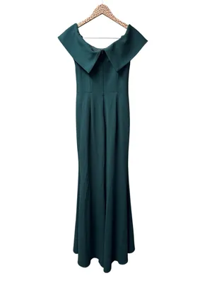 BHLDN Delice Off-the-Shoulder Crepe Long Maxi Dress Formal Gown Dark Green US 6 thumbnail 5