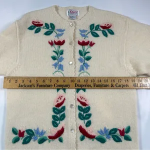 Orvis Manchester Vermont Antique 1940 100% Wool Cardigan Women’s Medium thumbnail 4