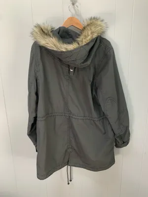GAP Grey Fur Trim Parka Flint Grey XL thumbnail 2