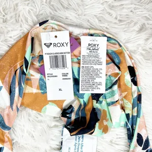 Roxy Printed Beach Classics Brown Blue Zeta Blossom Mini Bikini Bottom‎ Size XL thumbnail 6