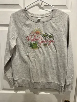 VTG Old‎ Navy Womens Small Palm Springs Graphic Raglan Sweatshirt Heather Gray thumbnail 1