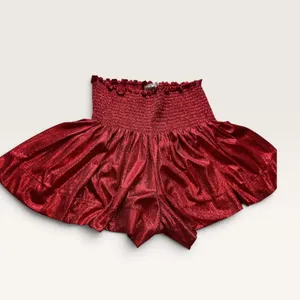 Queen of Sparkles Red Metallic Smocked Top and Ruffle Shorts Set Medium thumbnail 5