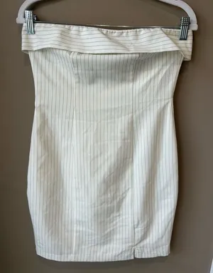 Strapless Pinstripe Dress White thumbnail 1