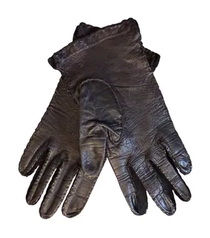 Rare Vintage Elvette by Dawnelle 60's Hand Sewn Leather & Fabric Gloves sz. 6.5 thumbnail 1