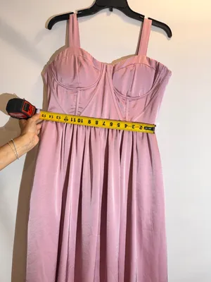 Aureta Showstopper Lilac Satin Corset Sweetheart Strappy Midi Dress Size L thumbnail 5