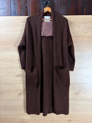 HUMANOID Brown Wool Mohair MIDI Cardigan Size Small thumbnail 2