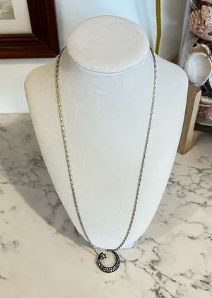 Stella &‎ Dot Moon & Star Rhinestone Necklace thumbnail 1