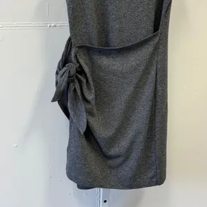 Club Monaco Women's Gray Stretch Dress Faux Wrap Self Side Tie Sheath Sz Small‎ thumbnail 5