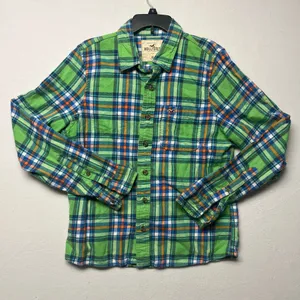 Hollister Shirt Twill Flannel Plaid Men's classic Button Up Long Sleeve Y2K thumbnail 1