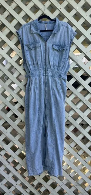 Free people denim midi dress thumbnail 1