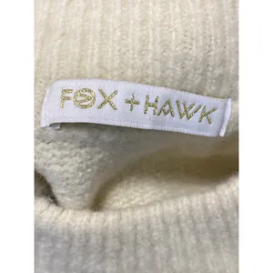 Fox + Hawk Women's Cream Long Sleeve Mock Neck Knit Relaxed Sweater Top Size M thumbnail 5