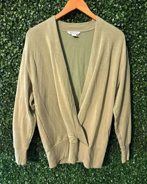 Athleta Purana V Neck Wrap Sweatshirt Green Heather Size Small thumbnail 1