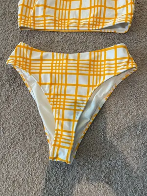 Forever 21 White and Orange Plaid Bikini Set thumbnail 4