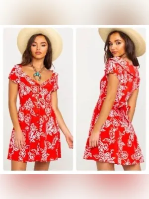 Free People A Thing Called Love Mini Dress‎ Cherry Combo size 0 thumbnail 2