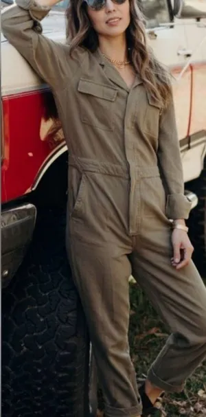 Carly Jean Los Angeles CJLA Charlie Olive Green Jumpsuit Women’s Small thumbnail 1