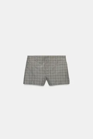 Zara ZW Collection Black Ecru White Plaid Shorts thumbnail 6