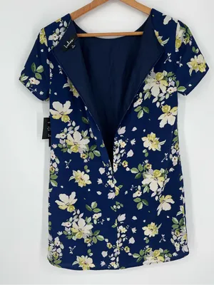 Lulus Floriana Navy Blue Floral Print Shift Dress Women’s Size Small New w/ tag! thumbnail 9