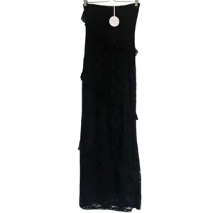 More to Come Revolve Black Xandra‎ Strapless Ruffle Lace Cocktail Maxi Dress NWT thumbnail 2