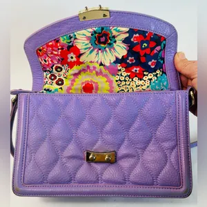 Vera Bradley Quilted Tess Crossbody Purse in Purple/Lavender Leather thumbnail 9