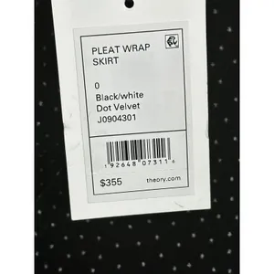 Theory Pleat Wrap Skirt Women 0 Black White Dot Velvet J0904301 Holiday thumbnail 7