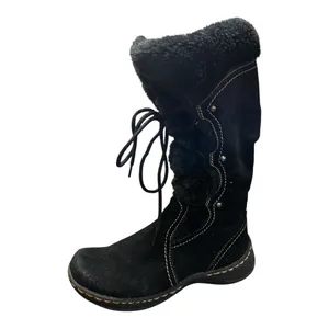 Baretraps Elicia Black Leather Mid-Calf Wedge Boots — Women’s 7M thumbnail 3