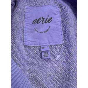 Aerie Distressed Purple Crew Sweater Oversize Small D48 Cozy Fall Wear Cottage thumbnail 4