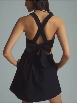 Anthropologie Maeve Black Babydoll Mini Dress with Cutout Back Detail: Size 6P thumbnail 4