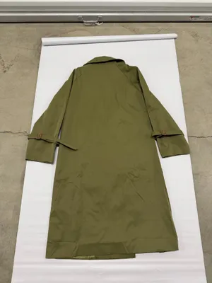Army Green Double Breasted Trench Coat Longline Jacket H9B641 Size M thumbnail 9