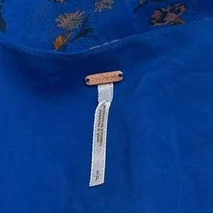 Free People Lilou Printed Bell Sleeve Dress in Cobalt Combo Fairycore Feminine S thumbnail 9