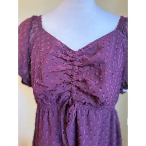 Mimi Chica burgundy Puff Sleeve Dress XL boho whimsi Y2K firy mini‎ grunge thumbnail 2