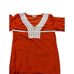 NWOT Entro Long Sleeve Dress‎ Lace Trim Rust Orange Small thumbnail 4