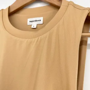 Superdown Cory Ruched Side Mini Dress Tan Nude Sleeveless Revolve Size S‎ EUC thumbnail 5