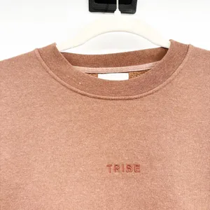 Tribe‎ Kelley Womens Butter Crew Cocoa Brown Relaxed Boho Fleece Sweatshirt M thumbnail 2