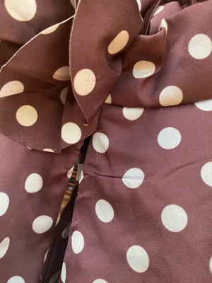 IEENA FOR MAC DUGGAL Size 10 Brown Polka Dot A-Line Halter Gown Rosette FLAWS thumbnail 9