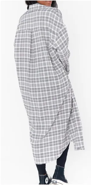 Show Me Your‎ Mumu XS Oversized Leo Button Down Tunic Shirt Dress Seersucker thumbnail 1